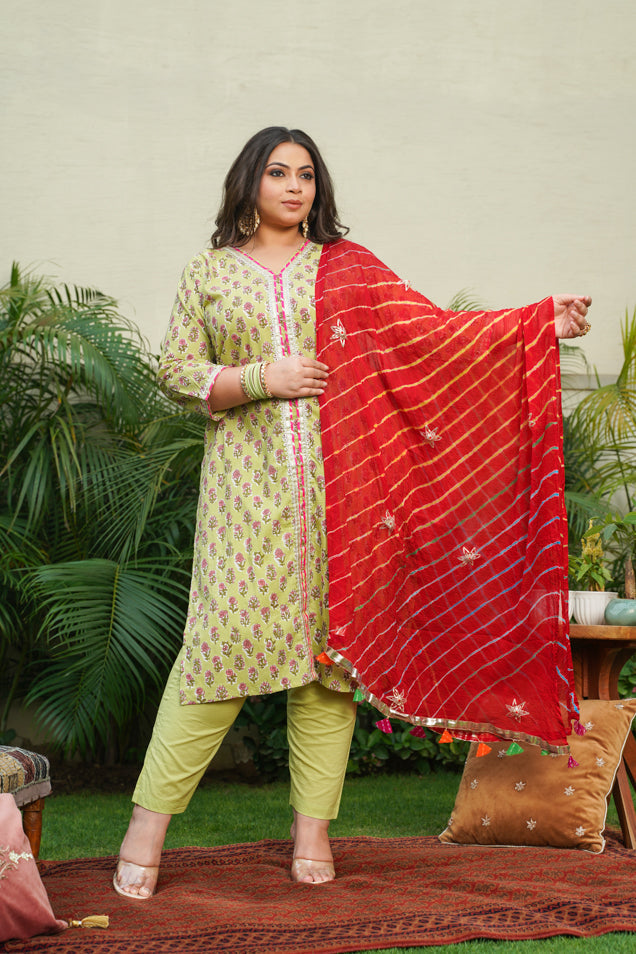 red leheriya dupatta ( Only Dupatta)-0