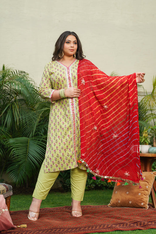 red leheriya dupatta ( Only Dupatta)-0