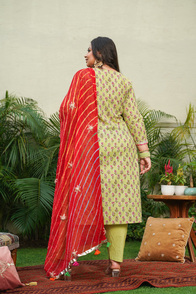 red leheriya dupatta ( Only Dupatta)-3