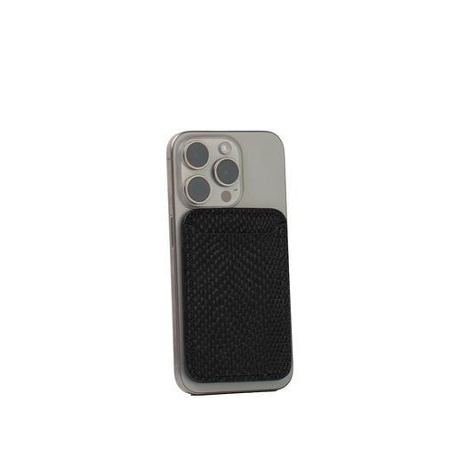 Leather wallet with MagSafe - Embossed Snake Print-0